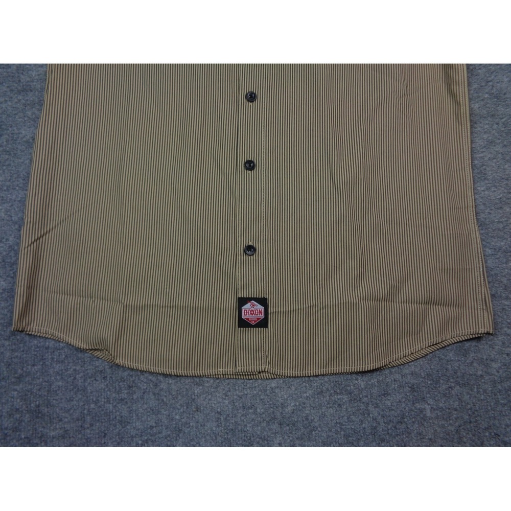Dixxon Workforce Mechanic Mens L Button Up Tan Striped Short Sleeve Shirt - Picture 3 of 11